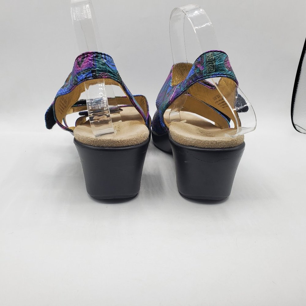 ALEGRIA OLIVIA CRAFTY VIBRANT FLORAL LEATHER ADJUSTABLE STRAP SANDALS - Picture 6 of 9